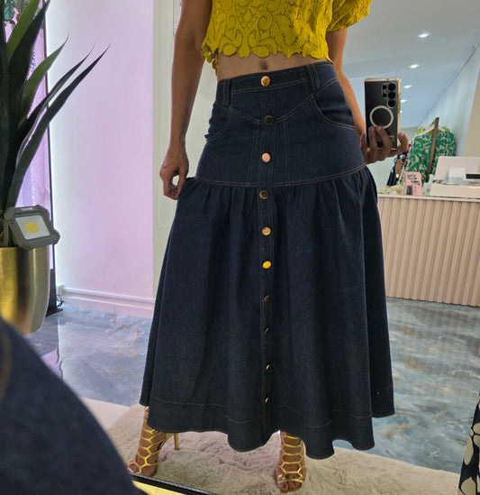 Skirt Denim Botones Dorados
