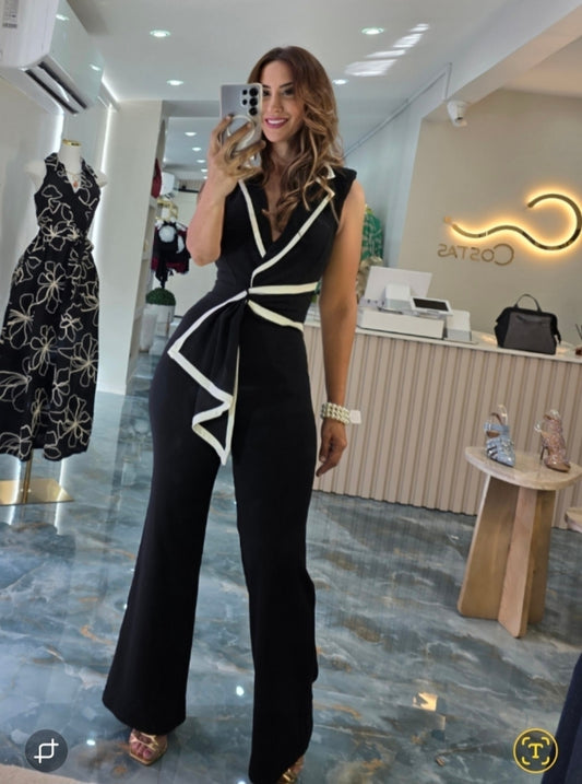 “Black & White Elegance Jumpsuit