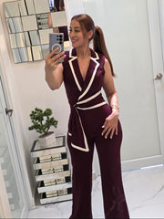 Burgundy Power Chic Jumpsuit