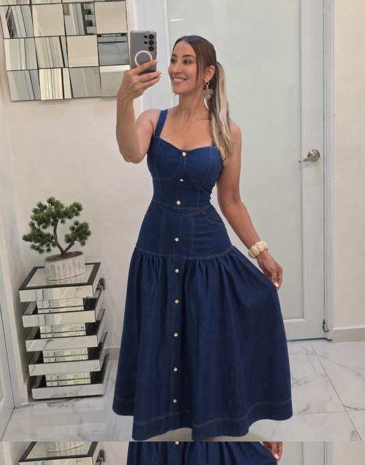 SOLD OUT - Denim Elegance Midi Dress