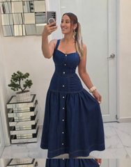 SOLD OUT - Denim Elegance Midi Dress