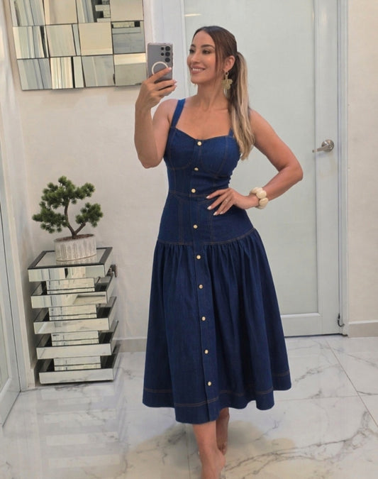 SOLD OUT - Denim Elegance Midi Dress
