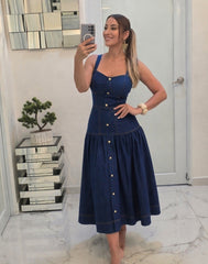 SOLD OUT - Denim Elegance Midi Dress