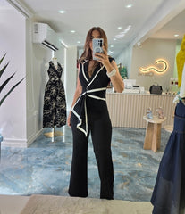 “Black & White Elegance Jumpsuit