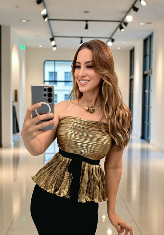 Golden Muse Peplum Top