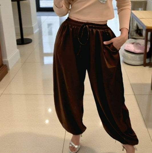 Mocha Satin Aladino Pants