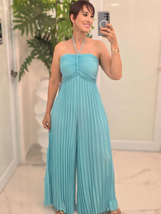 Azure Plissé Jumpsuit
