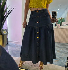 Skirt Denim Botones Dorados