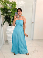 Azure Plissé Jumpsuit