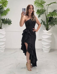 Black Royale Ruffle Gown