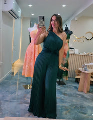 “Emerald One-Shoulder Jumpsuit”