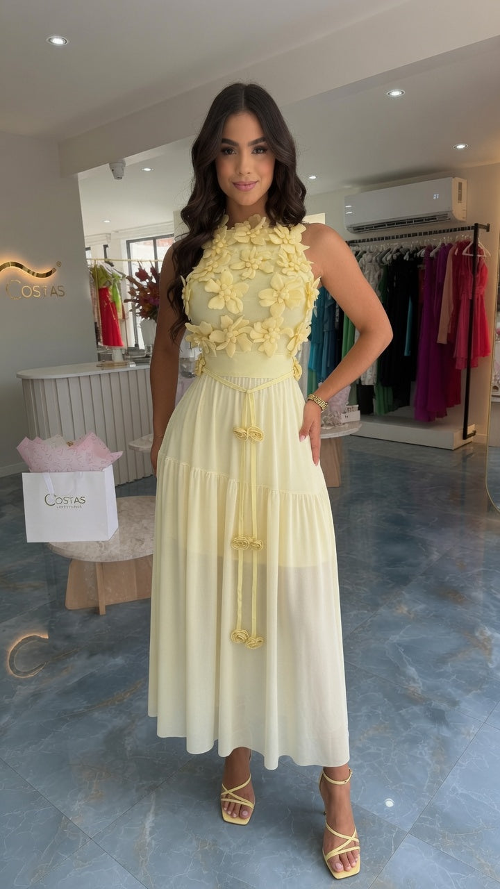 Vestido Golden Petals