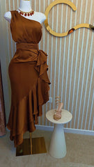 Amber Satin One Shoulder Dress