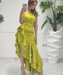 Lime Ruffle Satin