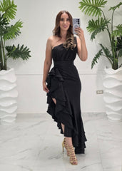Black Royale Ruffle Gown