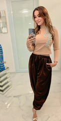 Mocha Satin Aladino Pants