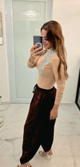 Mocha Satin Aladino Pants