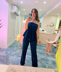 Denim Chic Peplum Set