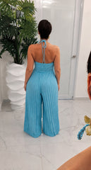 Azure Plissé Jumpsuit