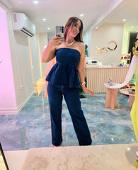 Denim Chic Peplum Set