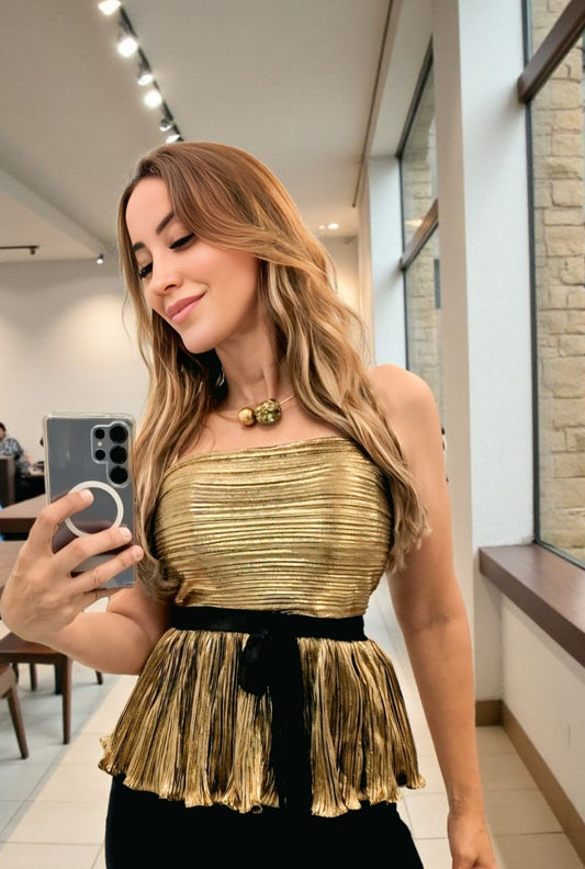 Golden Muse Peplum Top